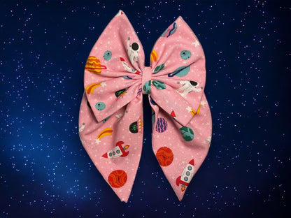 Pink Space Mountain Inspired Cast Member Bow